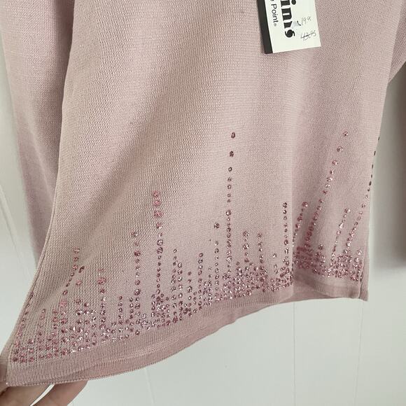 Y2K Pink Sweater L Vintage USA Made Glitter Party Knit NWT Bratz Core - Picture 3 of 8